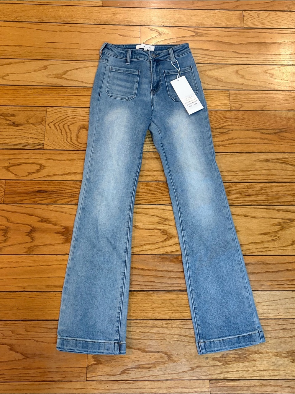 NWT Risen Sz0/24 Women's Light Blue Flare Jeans with High-Rise Waist